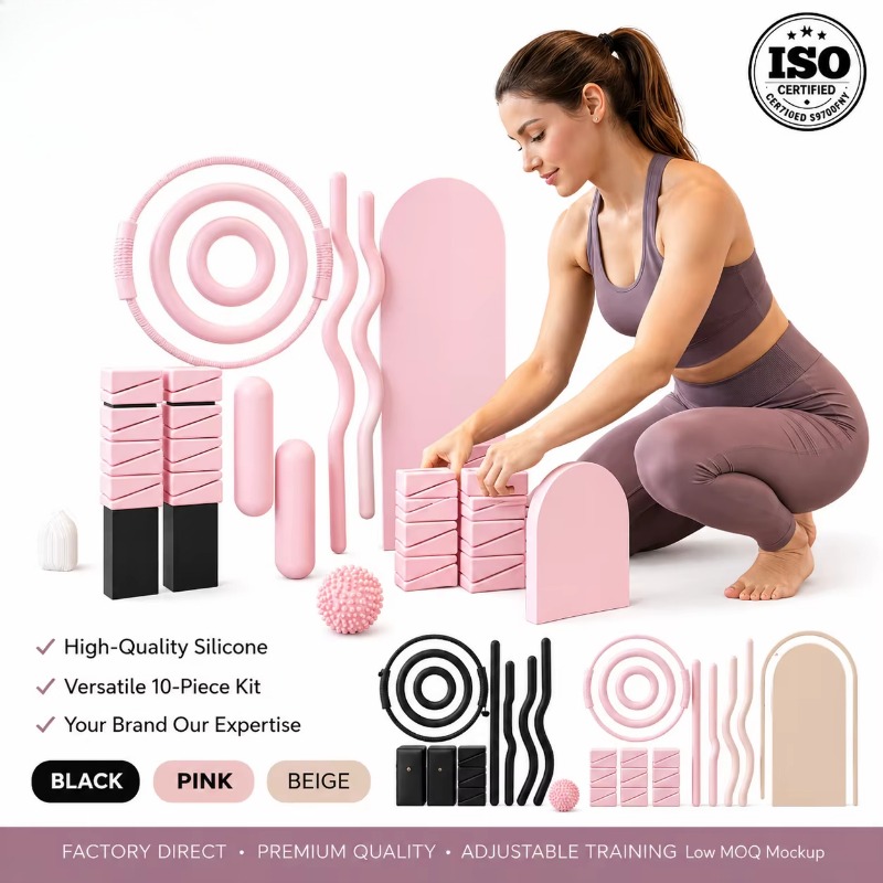 Pilates And Yoga Combined - weighting bar, silicone dumbbell yoga mat,