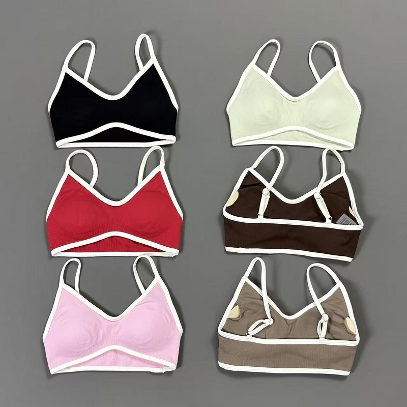 Women Contrastline Yoga Bra V  - Yoga Strap Cotton ulasan dan harga