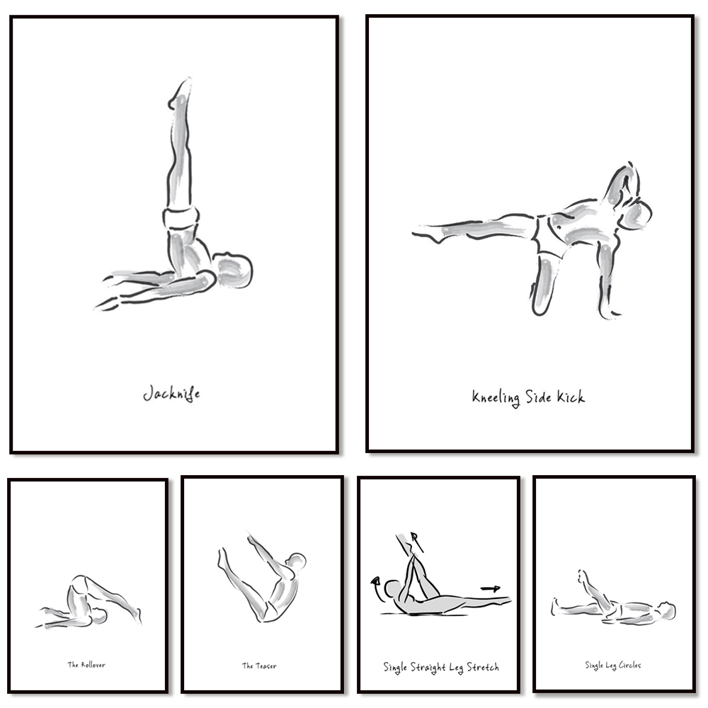Pilates exercise black and whi - Pilates And Yoga Combined ulasan dan harga