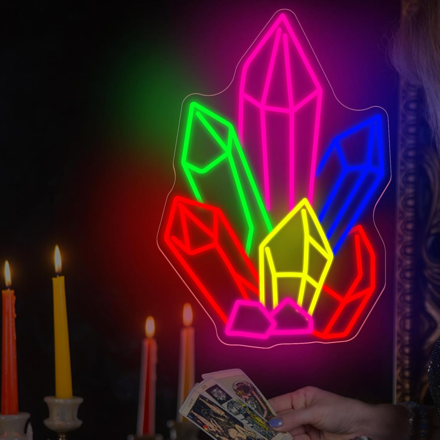 Crystals Stones Tarot Neon Sig - Pilates And Yoga Studio ulasan dan harga